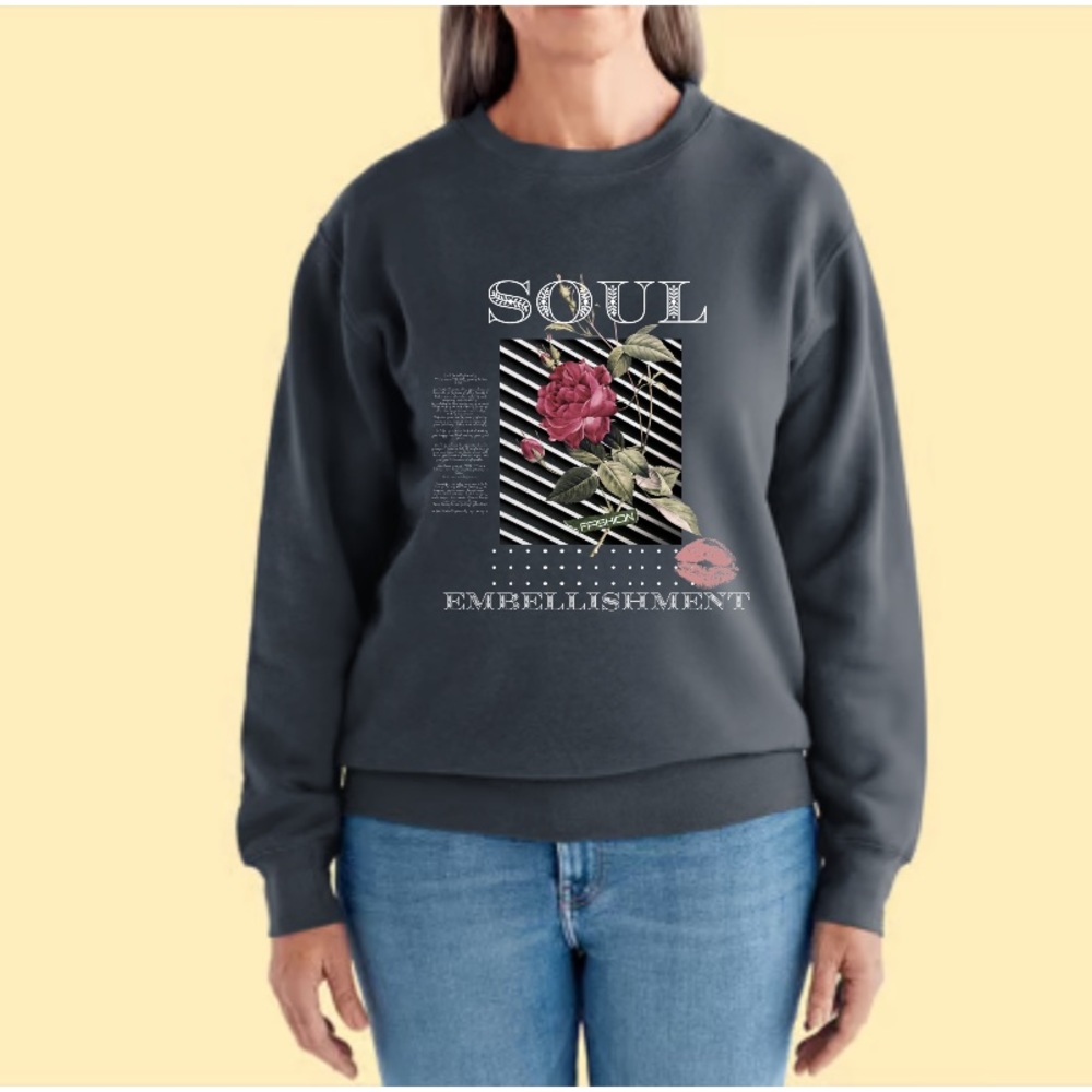 SOUL Embellishment’s Rose Graphic Designer Streetwear Fashion Iconic Sweatshirt